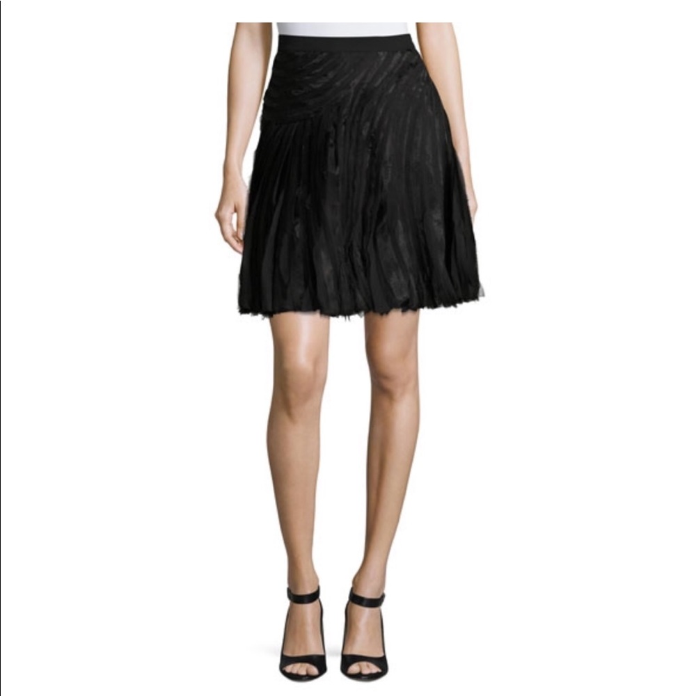 Halston Heritage engineered strip flared skirt.